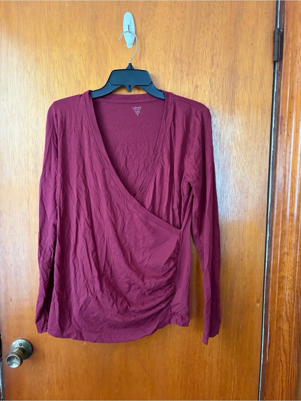 Scarlett Long-Sleeve Nursing Wrap Top in Burgundy